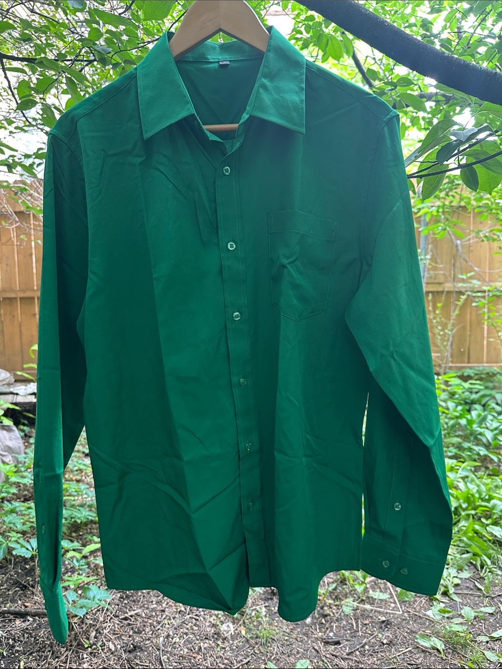 Men's Green Button-Down Dress Shirt - Classic Long Sleeve